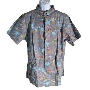 MOLOKAI SURF CO. Men's Short Sleeve Button Down Inside Out Hawaiian Shirt XXL